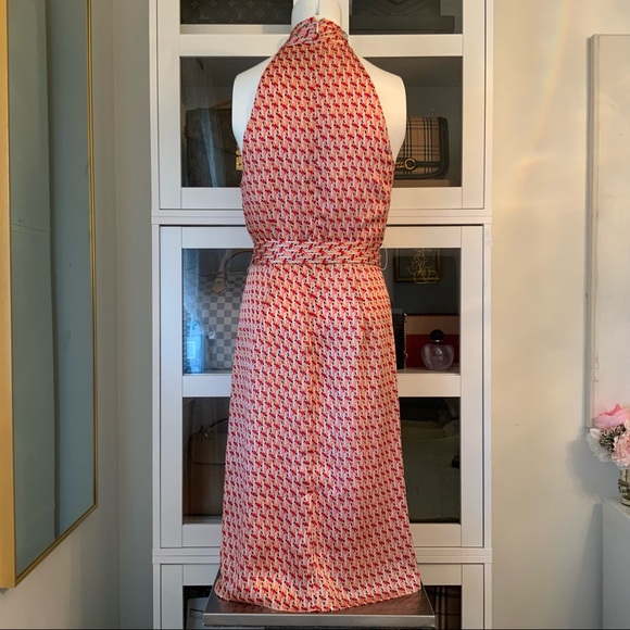 Club Monaco Dress Crisscross Halter Neckline Abstract Asymmetrical Size 0 - Picture 7 of 11